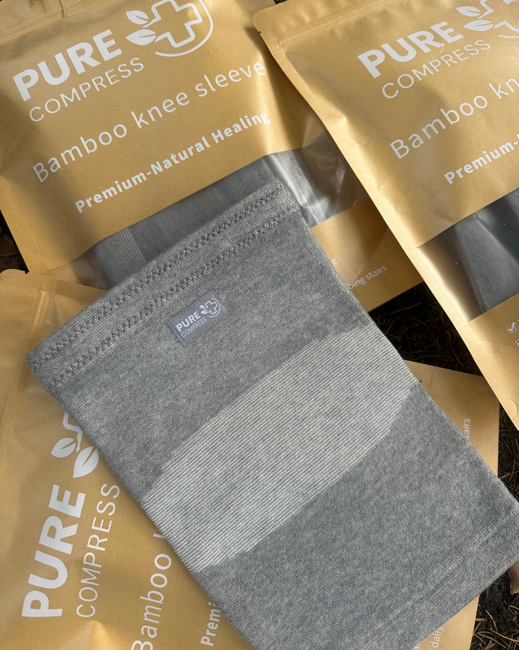 PureCompress bamboo knee sleeve with retail packaging